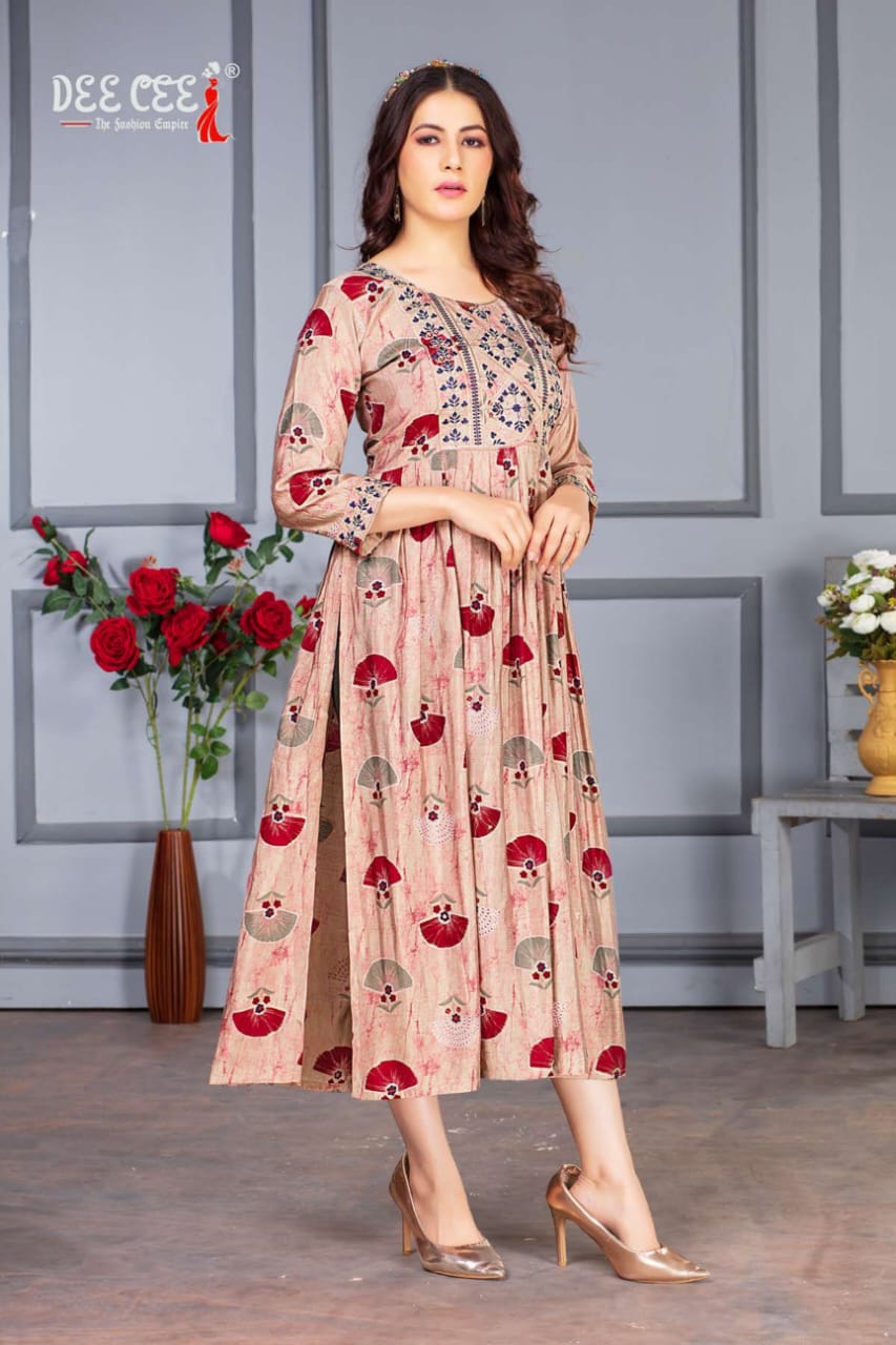 Rasbhar By Dee Cee 101 To 106 Printed Anarkali Kurtis Exporters In India